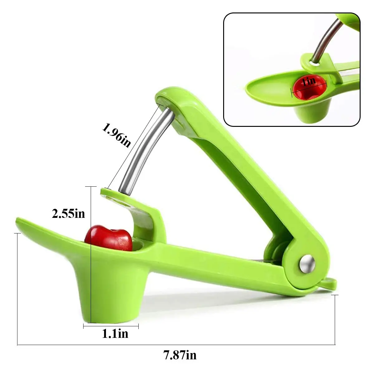 Racoshk Cherry Pitter Tool, Green | Food-Grade Stainless Steel & ABS, Easy to Use & Clean (1 Count) - view 2