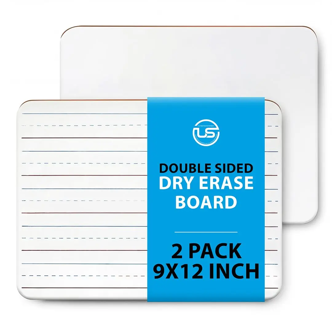 Ultimate Stationery Small White Board 9x12 Dry Erase Mini Lapboard 2 PK | Double Sided for Kids - main product image
