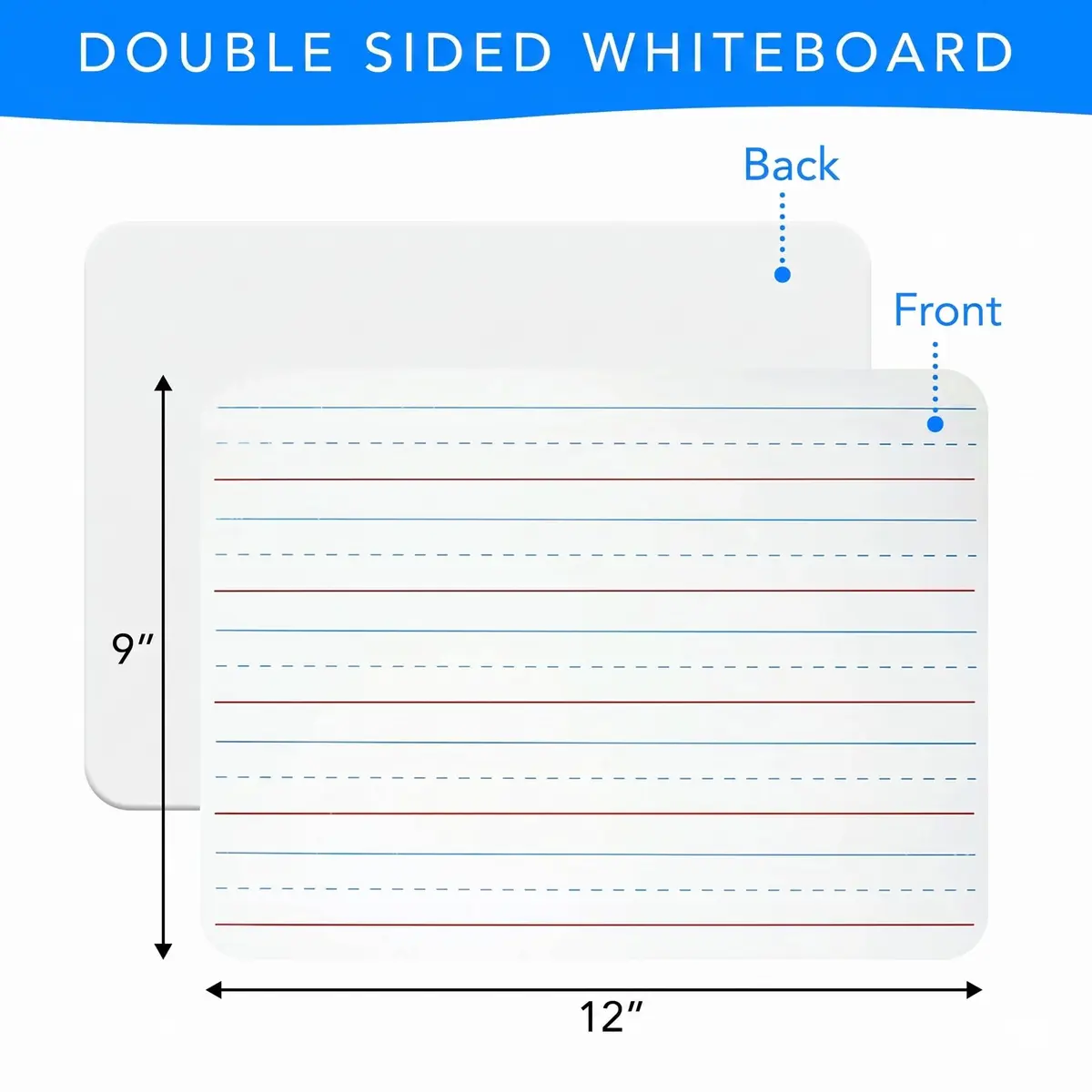 Ultimate Stationery Small White Board 9x12 Dry Erase Mini Lapboard 2 PK | Double Sided for Kids - view 2