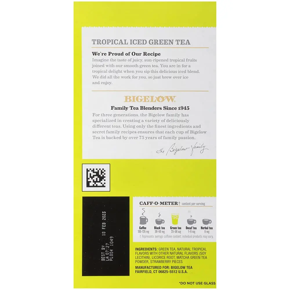 Bigelow Tropical Iced Green Tea 0.10 oz | Exotic Mango & Pineapple Refreshment - view 6