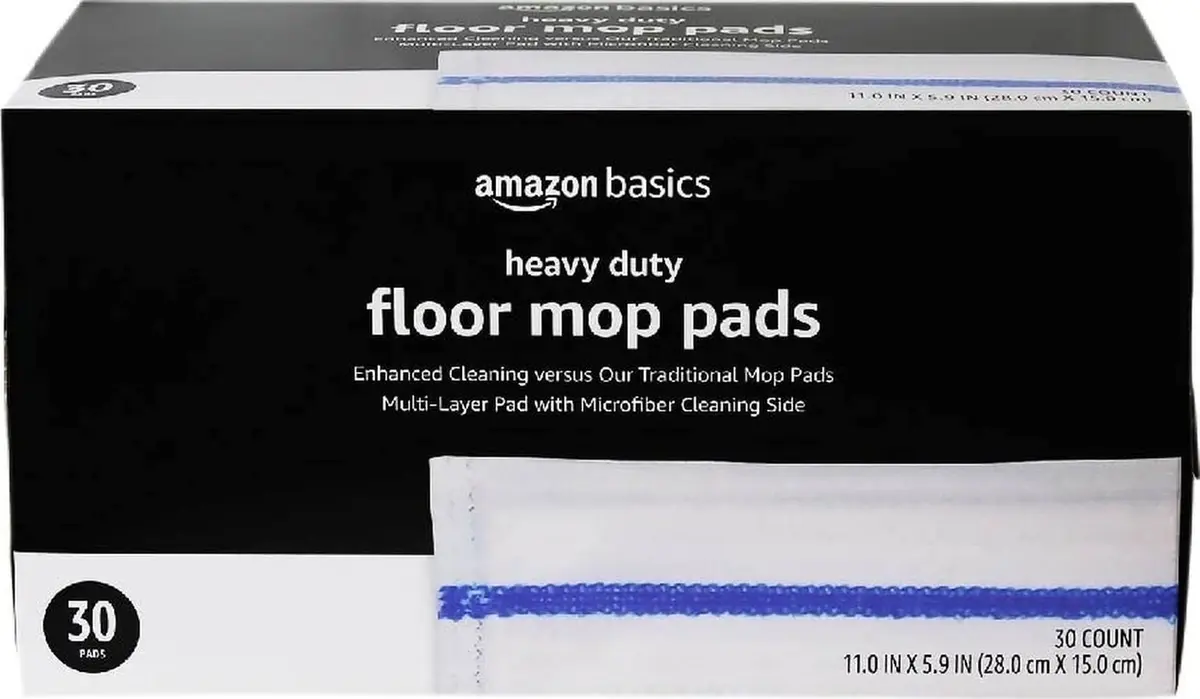 Amazon Basics Heavy Duty Disposable Floor Cleaning Mopping Pads with Absorbent Microfiber, Fits Swiffer WetJet Mopping Systems, 30 Count | Value Pack for Home Cleaning - main product image