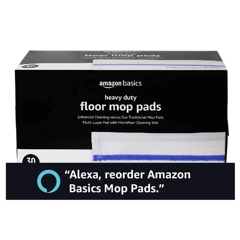 Amazon Basics Heavy Duty Disposable Floor Cleaning Mopping Pads with Absorbent Microfiber, Fits Swiffer WetJet Mopping Systems, 30 Count | Value Pack for Home Cleaning - view 5