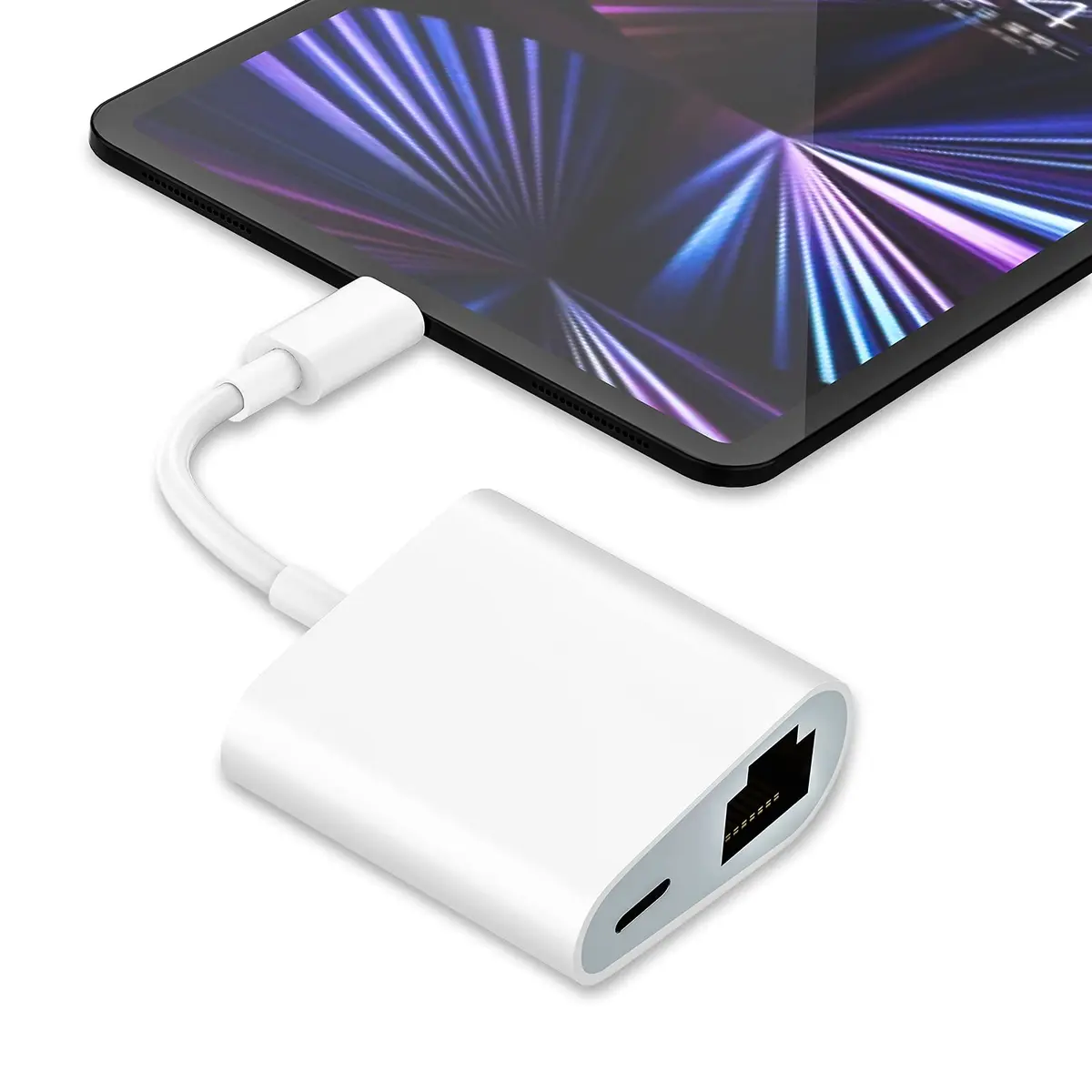DESOFICON Lightning to Ethernet Adapter 2 in 1 | Fast Ethernet & Charge Port for iPhone/iPad (0.5kg, 9.7in) - view 7