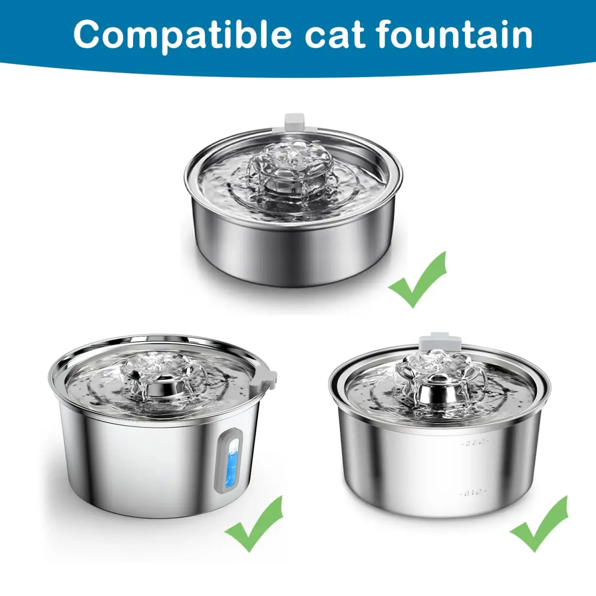OYES Cat Water Fountain Filters 4 Pack | Compatible with 2.0L/67oz Stainless Steel Pet Fountains - view 2