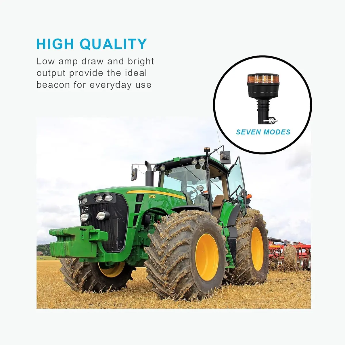 Agrieyes W16P Amber LED Beacon Light with Pipe Mount, 19W 12-24V | SAE J845 Certified Emergency Strobe - view 5