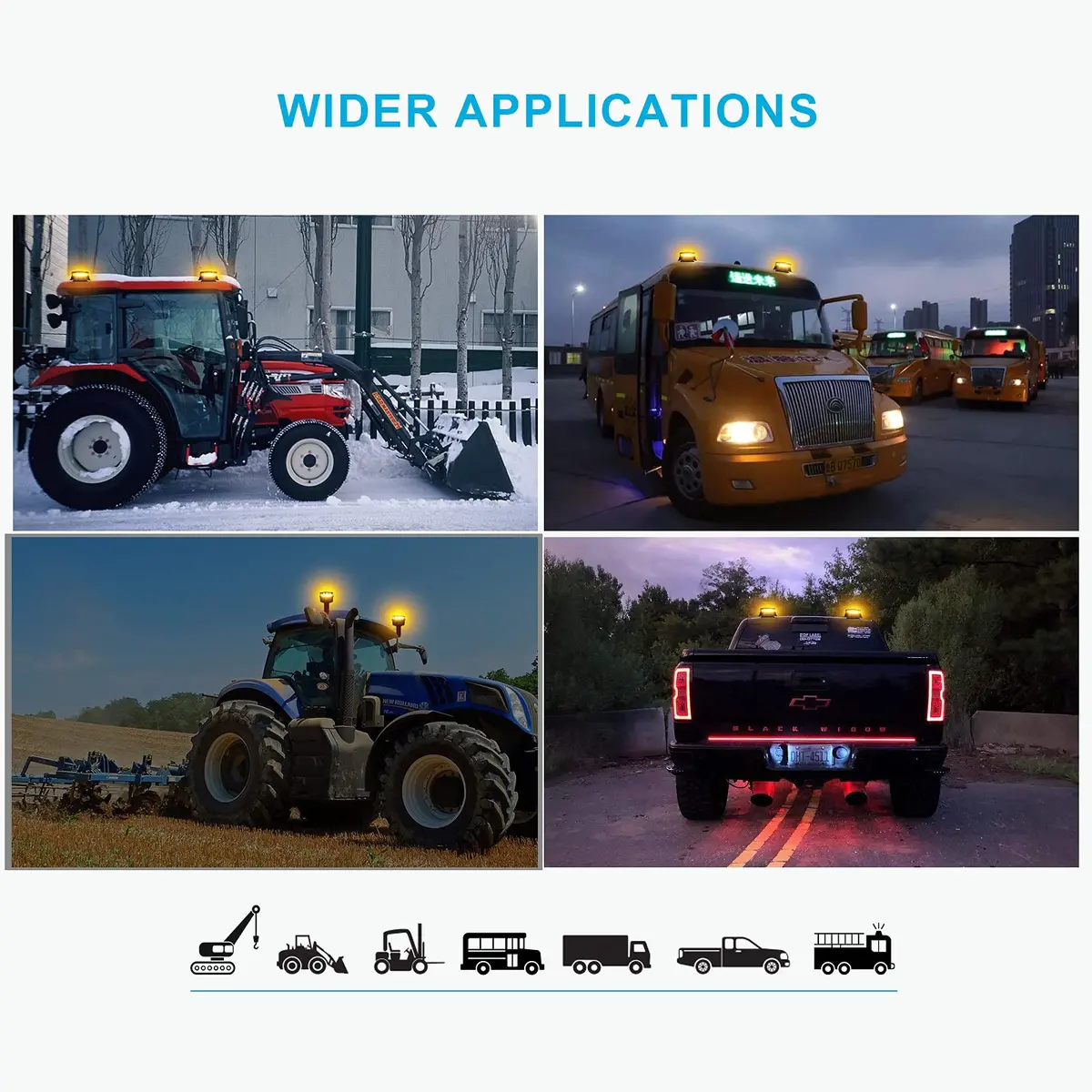 Agrieyes W16P Amber LED Beacon Light with Pipe Mount, 19W 12-24V | SAE J845 Certified Emergency Strobe - view 6