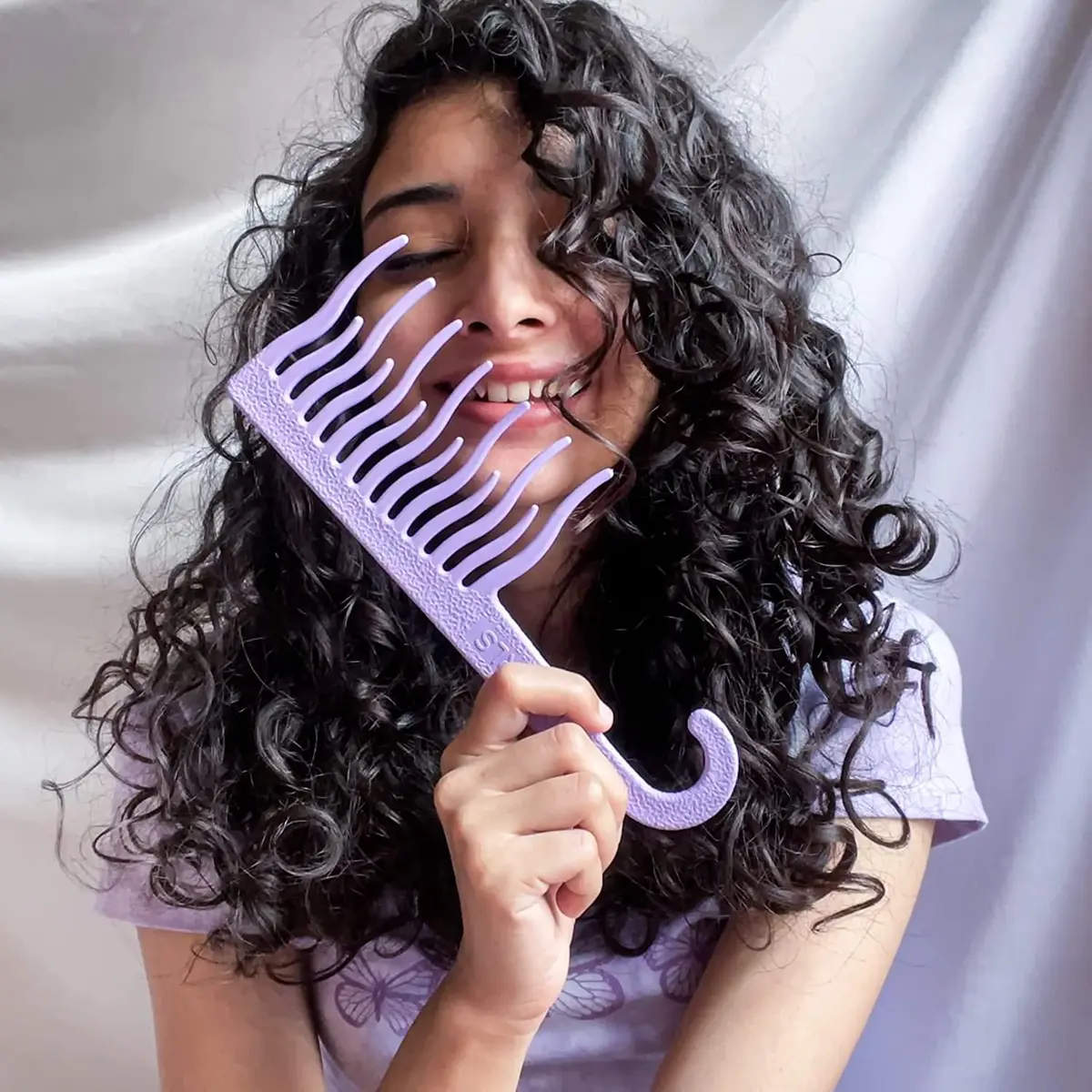 XO Curls Shower Detangling Hair Comb, Wide Tooth, Lavender | Gentle on Curly & Wavy Hair - view 5