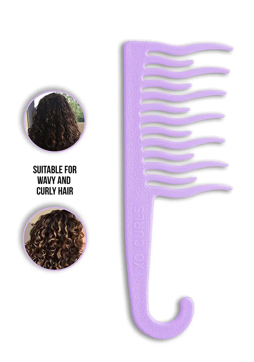 XO Curls Shower Detangling Hair Comb, Wide Tooth, Lavender | Gentle on Curly & Wavy Hair - view 2