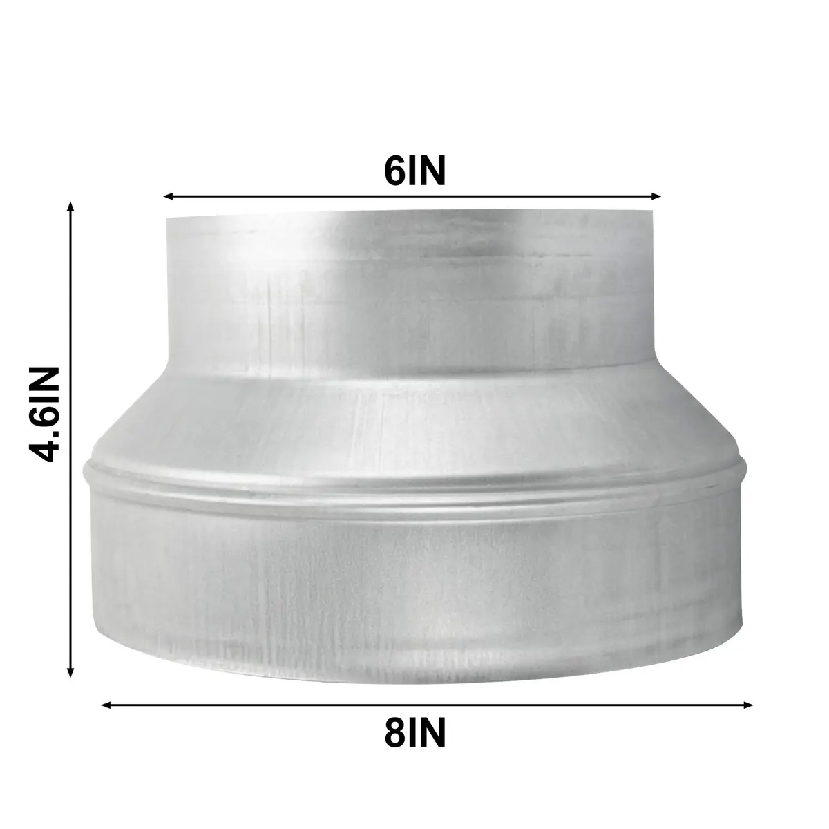 Kikerike Galvanized Steel Duct Reducer 8 inch to 6 inch | HVAC Ventilation Adapter - view 2