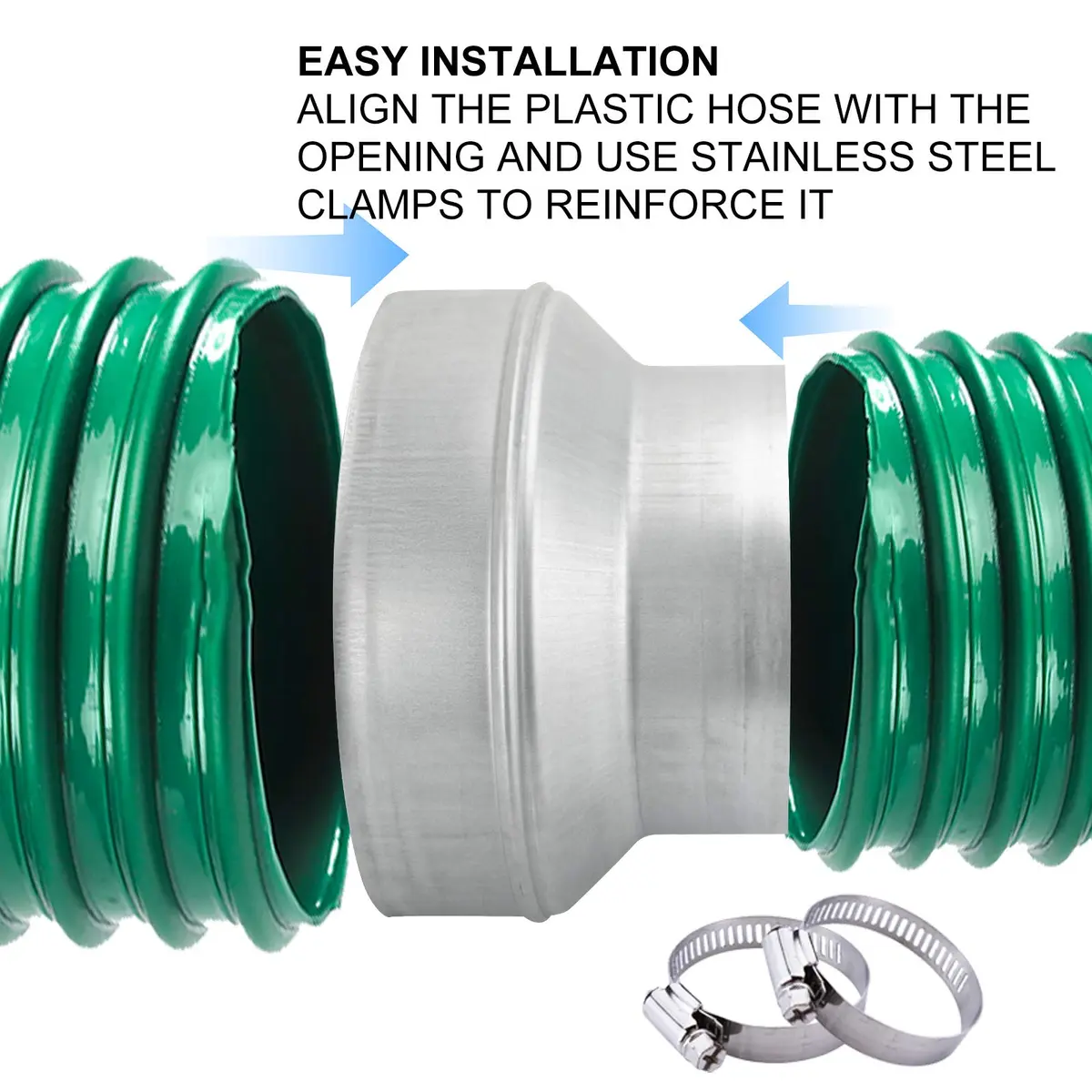 Kikerike Galvanized Steel Duct Reducer 8 inch to 6 inch | HVAC Ventilation Adapter - view 4