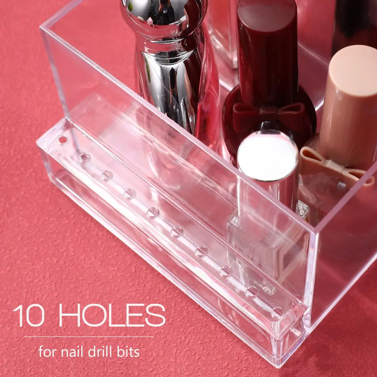 FRCOLOR Nail Drill Grinding Bit Holder Box | Nail Art Storage Organizer 10.3x9.7cm - view 4