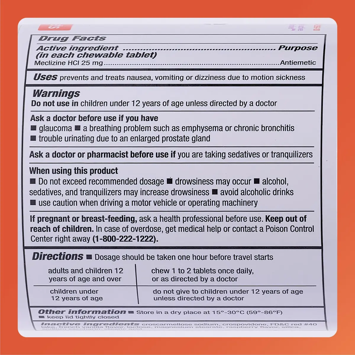 RUGBY LABORATORIES Meclizine HCl 25mg Chewable Tablets 1000 Count | Motion Sickness Relief for Travel - view 6