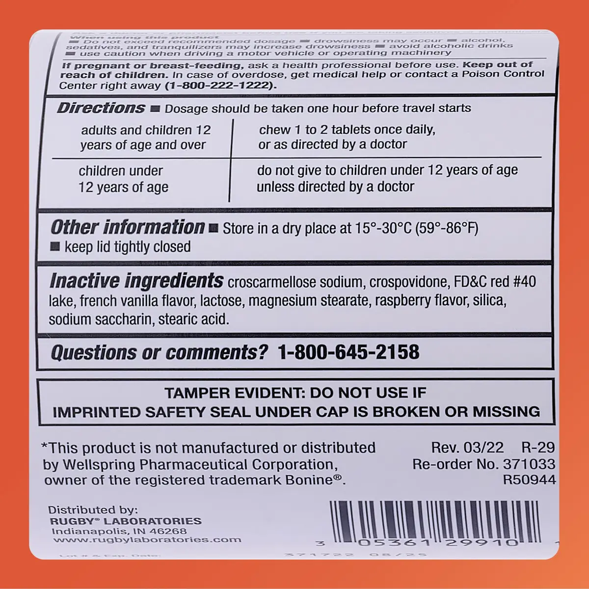 RUGBY LABORATORIES Meclizine HCl 25mg Chewable Tablets 1000 Count | Motion Sickness Relief for Travel - view 7