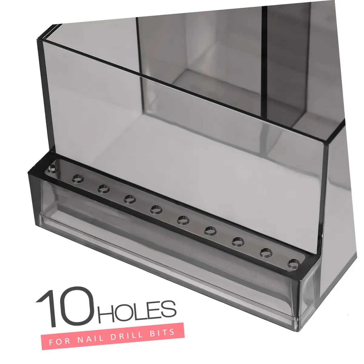 FRCOLOR Nail Drill Grinding Bit Holder Box 10.3x9.7cm Black | Professional Nail Art Organizer - view 7