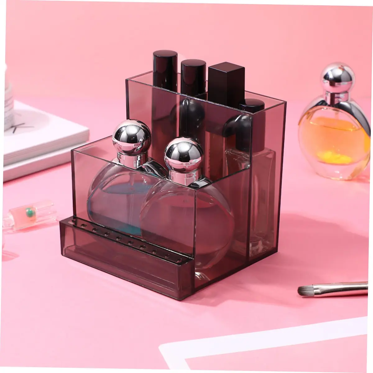 FRCOLOR Nail Drill Grinding Bit Holder Box 10.3x9.7cm Black | Professional Nail Art Organizer - view 3