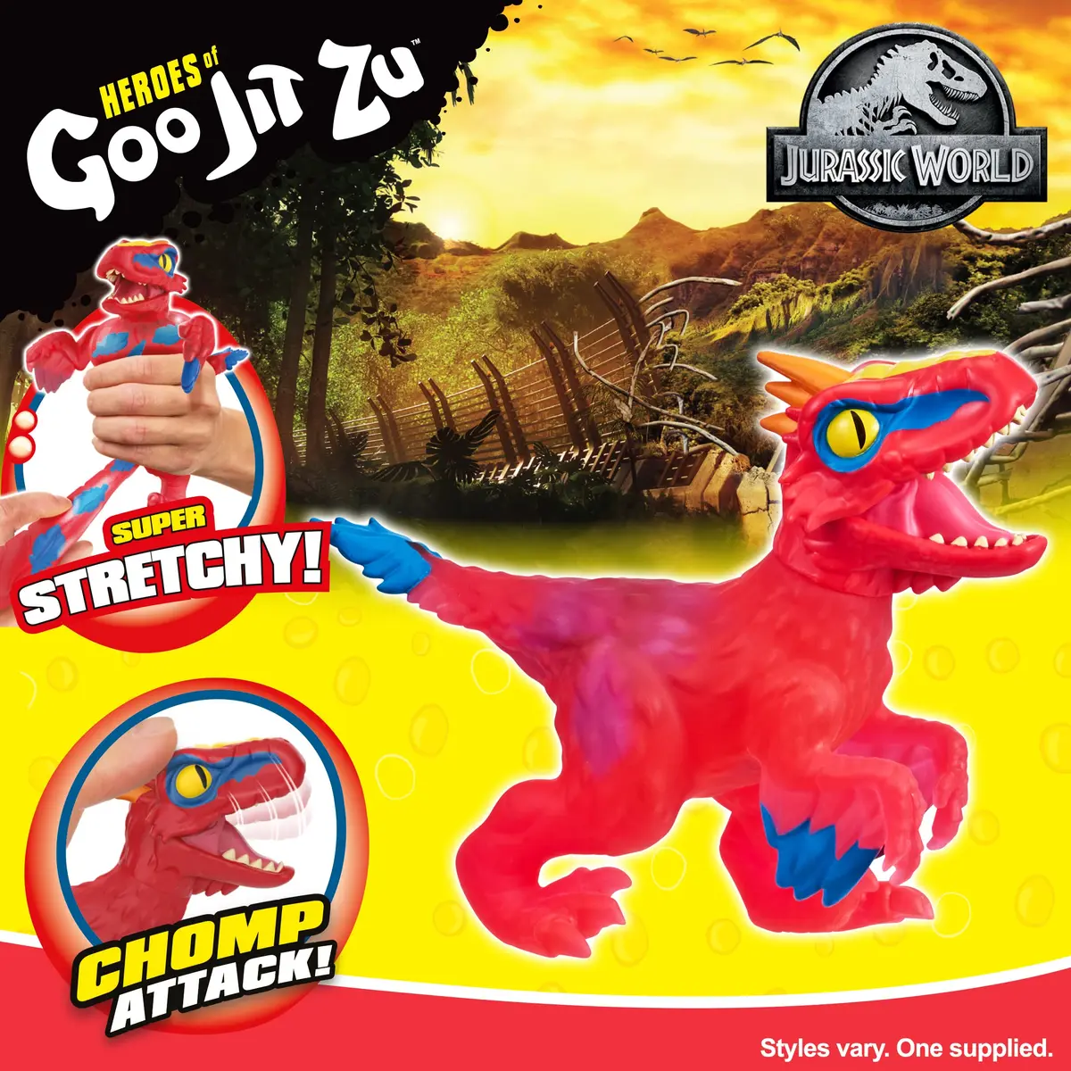 Heroes of Goo Jit Zu - Jurassic World Pyroraptor Stretch Toy 5.48 inches | Super stretchy, no mess, for kids 3-12 - view 3