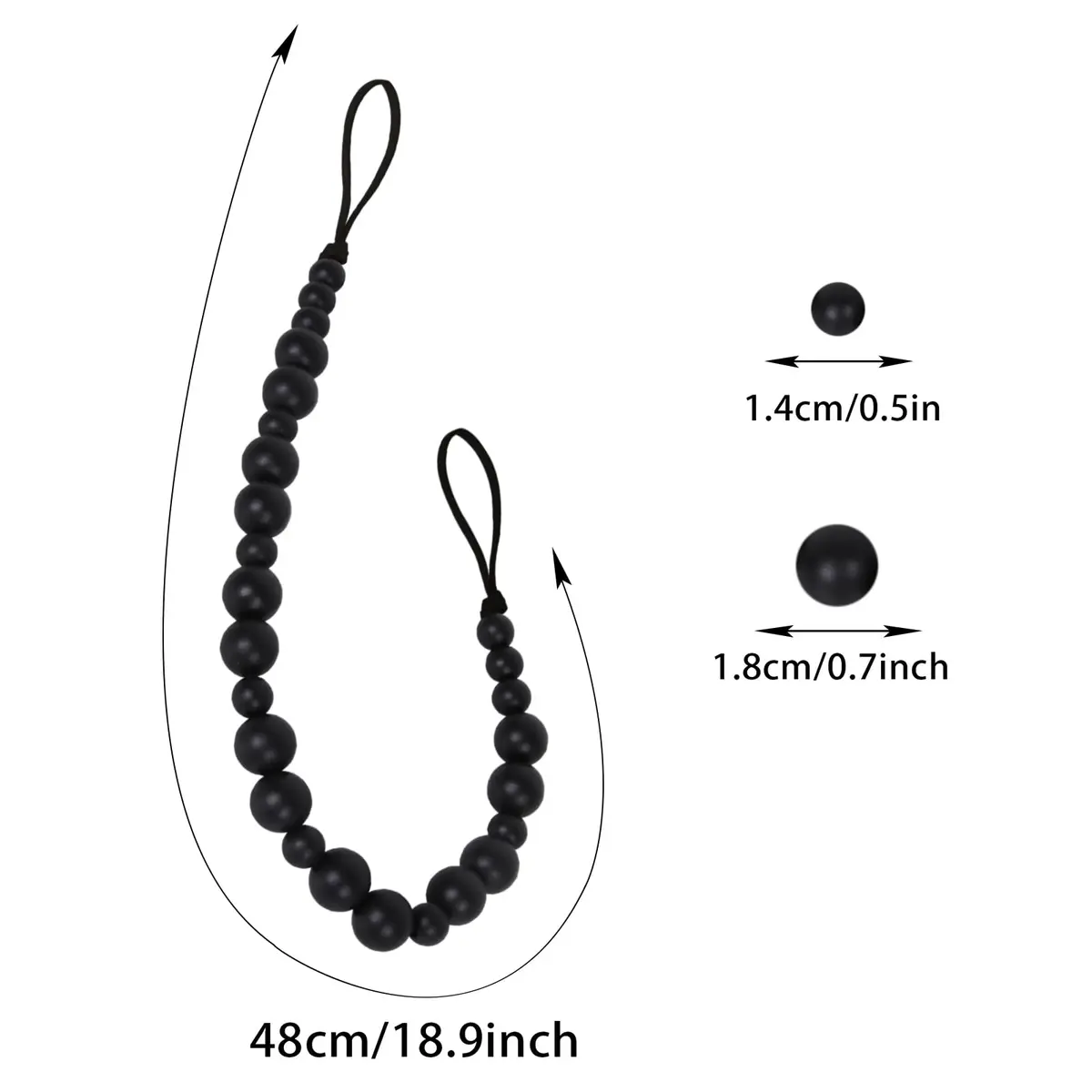 OCIOLI Black Wood Bead Curtain Tieback Set of 2 | Boho Curtain Holdbacks with Metal & Adhesive Hooks (48 cm / 18.9 in) - view 5