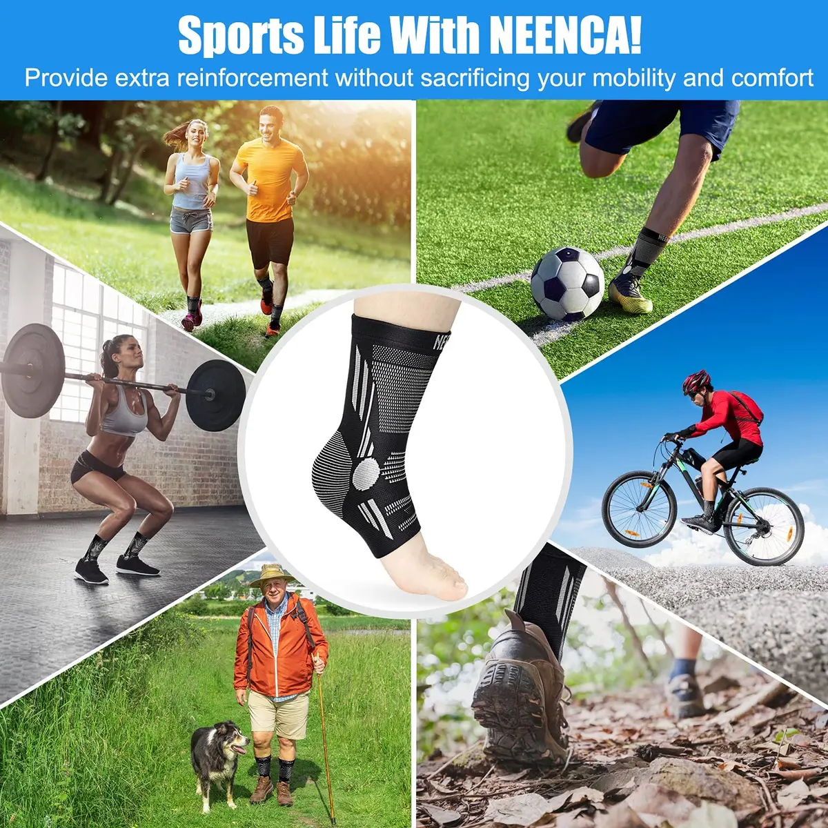 NEENCA Foot & Ankle Brace Socks for Sprained-Ankle Compression Sleeves Set | Medical Grade Support for Pain Relief & Sports Protection - view 5