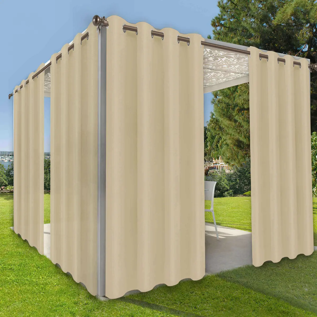 OutdoorLines Waterproof Indoor Outdoor Curtains for Patio | UV & Fade Resistant Polyester, 52W x 108L Inch - main product image