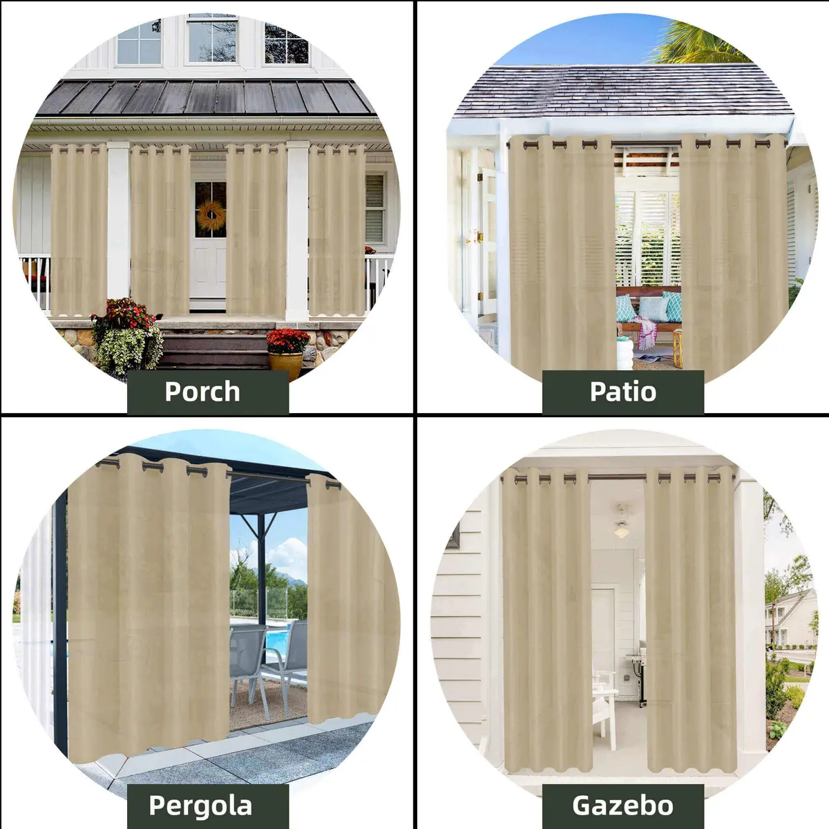 OutdoorLines Waterproof Indoor Outdoor Curtains for Patio | UV & Fade Resistant Polyester, 52W x 108L Inch - view 5