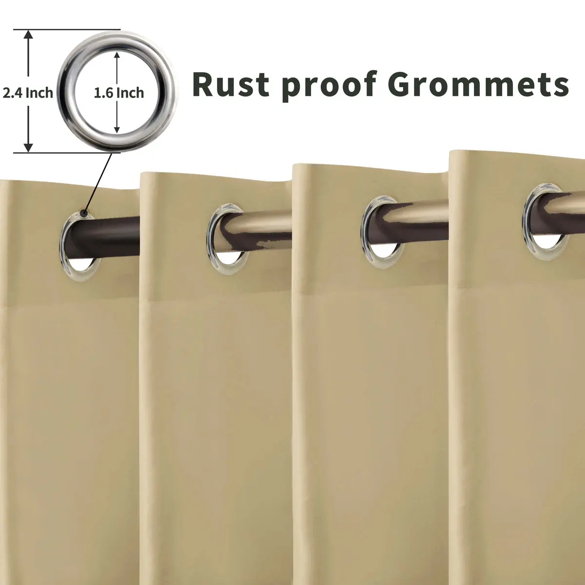 OutdoorLines Waterproof Indoor Outdoor Curtains for Patio | UV & Fade-Resistant Polyester, 52"W x 84"L - view 2