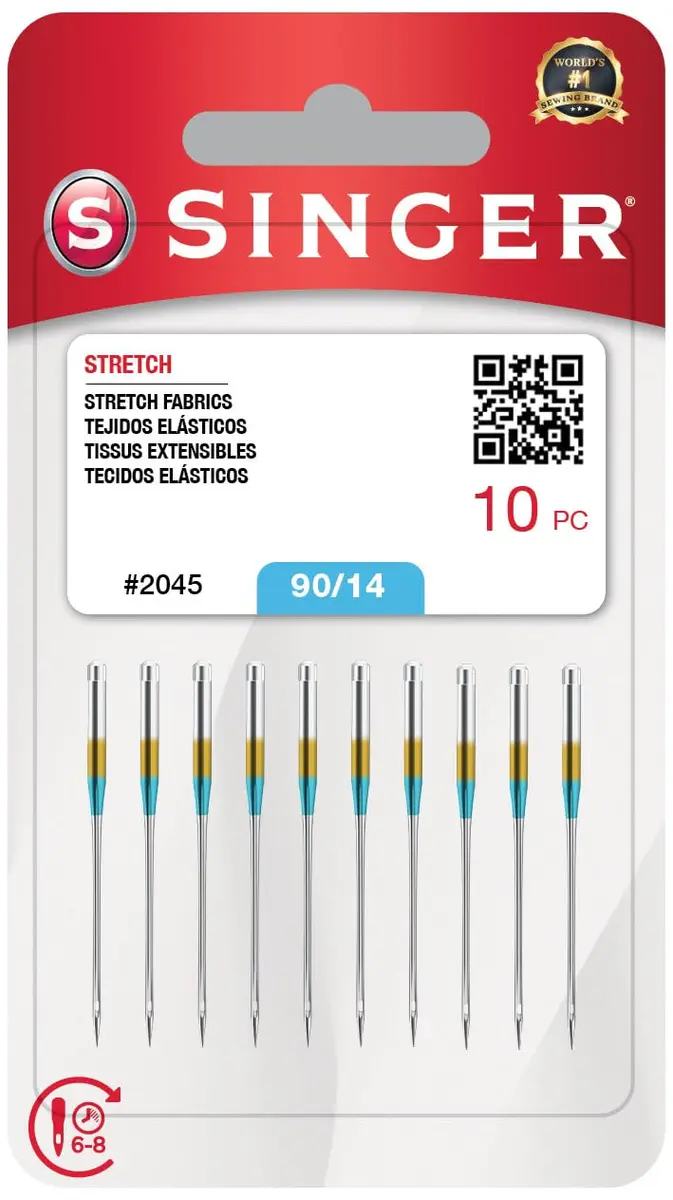 SINGER Stretch 2045 Sewing Machine Needles, Size 90/14, 10-Pack | Ball Point for Knits & Jersey - main product image