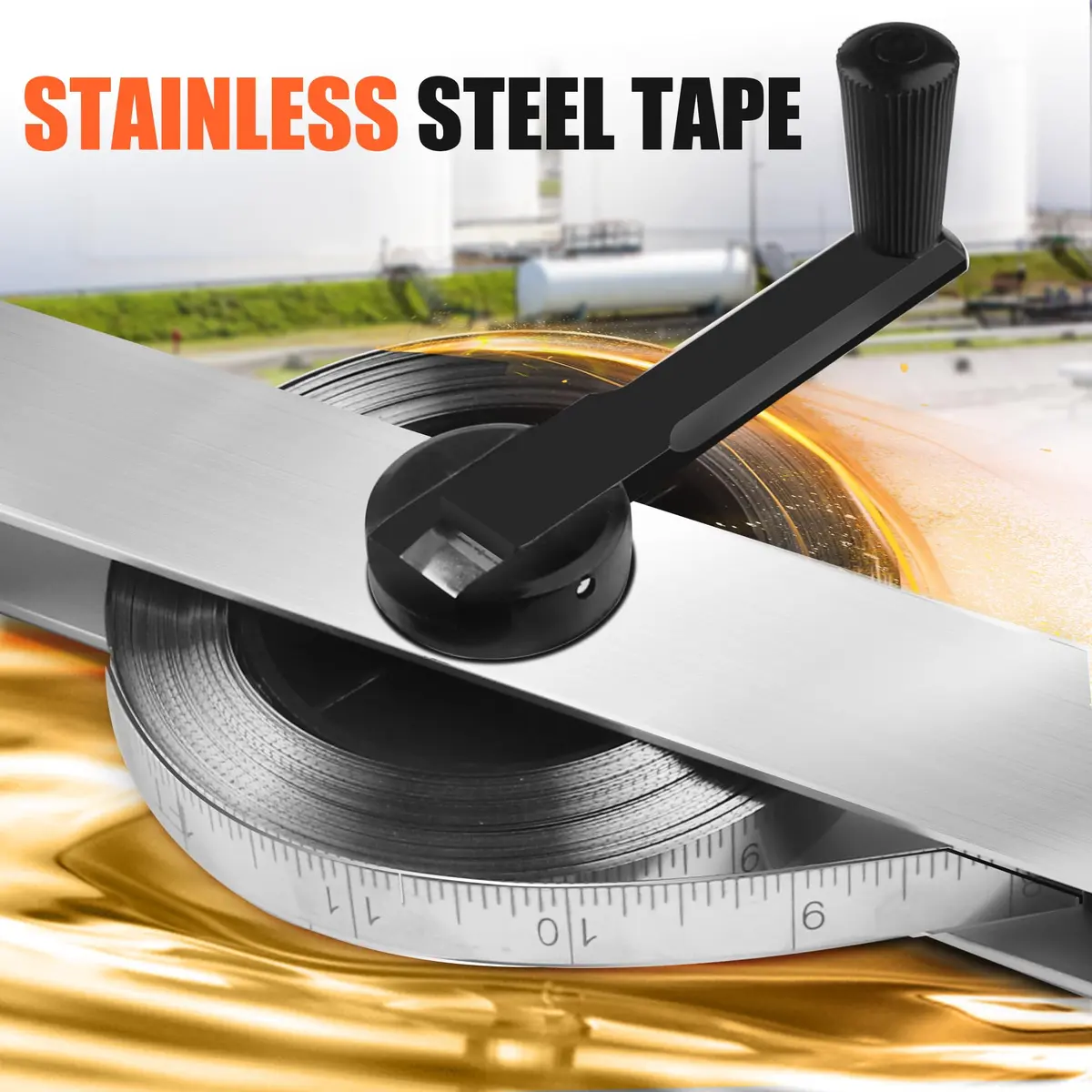 Cekegon Oil Gauging Tape, 98 ft Oil Tank Gauging Tape with Brass Plumb Bob | Rust-Resistant Stainless Steel, Dual-Scale Design - view 3