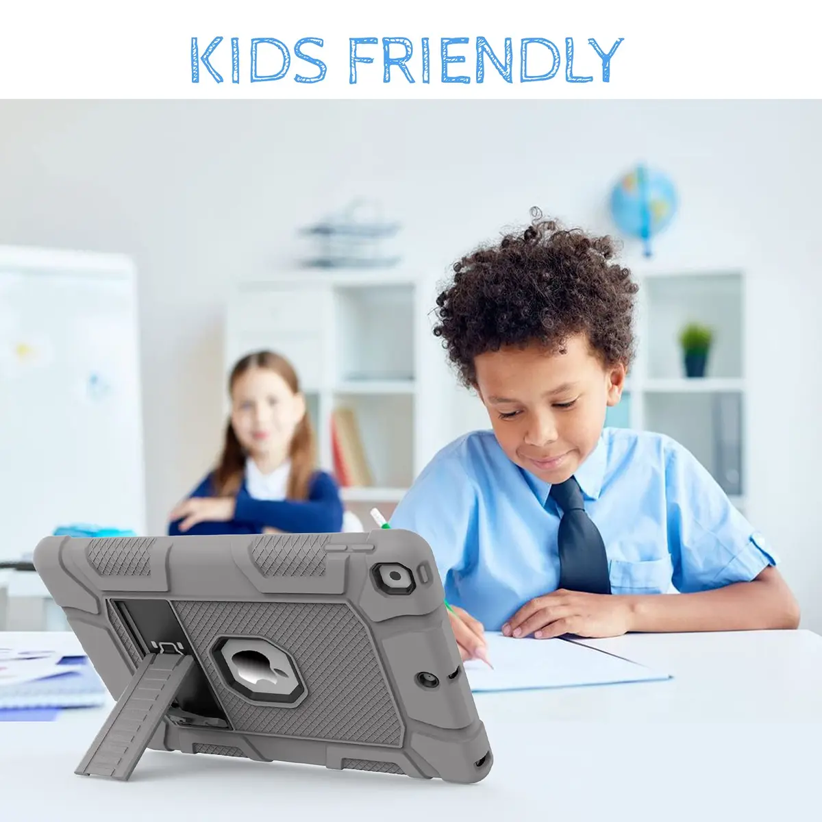 rantice iPad Case, Hybrid Shockproof Rugged Drop Protection Cover with Kickstand for 10.2'' iPad (2021/2020/2019) (Gray+Black) | Drop & Bump Safe - view 6