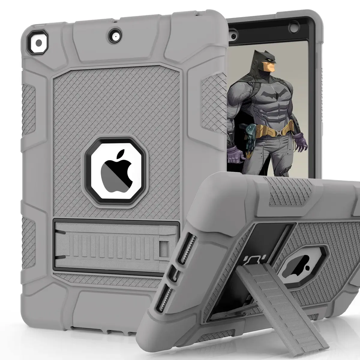 rantice iPad Case, Hybrid Shockproof Rugged Drop Protection Cover with Kickstand for 10.2'' iPad (2021/2020/2019) (Gray+Black) | Drop & Bump Safe - main product image
