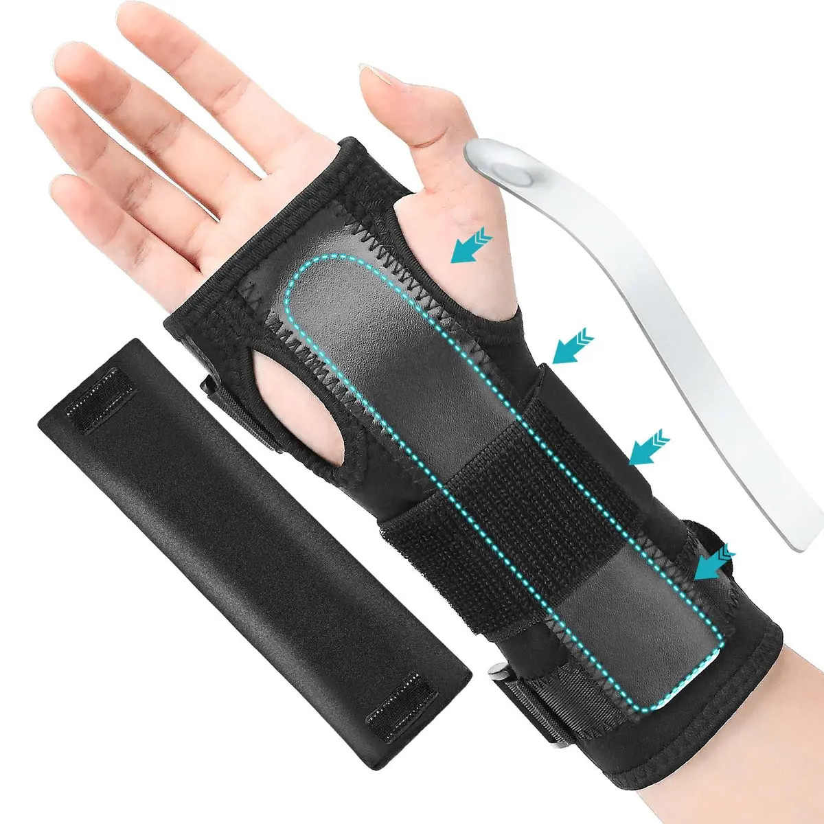 PKSTONE Carpal Tunnel Wrist Brace S/M (Black) | Adjustable Support for Left & Right Hand - main product image