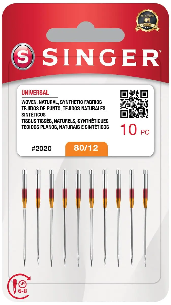 SINGER Universal 2020 Sewing Machine Needles, Size 80/12 (10-Pack, Ball Point) - main product image