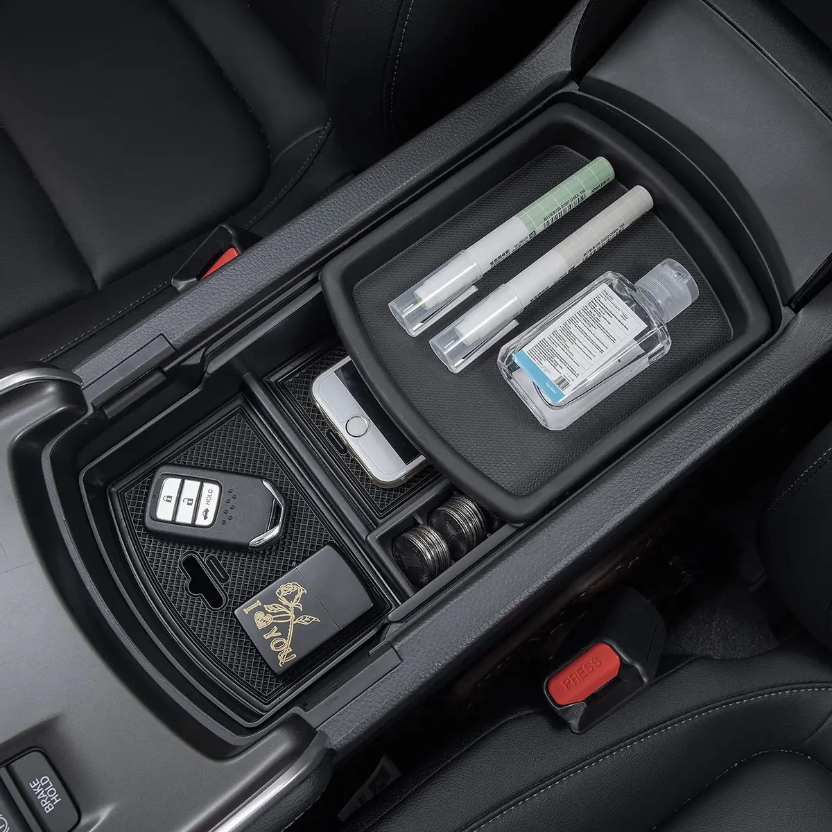 PIMCAR Center Console Organizer for Honda Accord 2018 2022 ABS Plastic Material | Extra Storage & Cord Routing - view 4