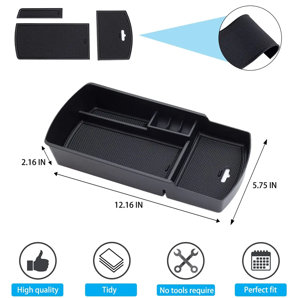 PIMCAR Center Console Organizer for Honda Accord 2018 2022 ABS Plastic Material | Extra Storage & Cord Routing - view 3