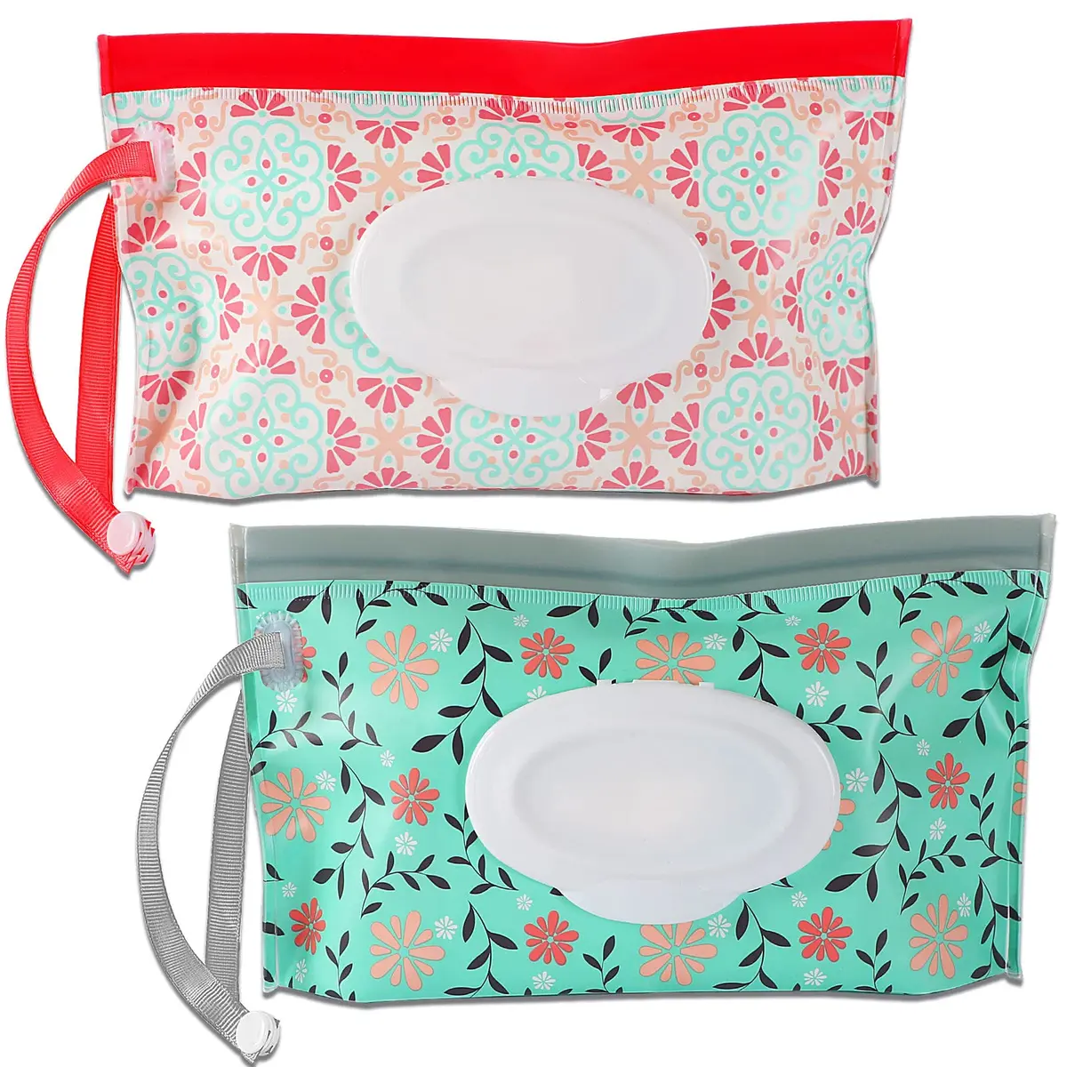FEBSNOW 2 Pack Baby Wipe Dispenser, Portable Refillable Wet Wipe Holder | Keeps Wipes Moist for On-the-Go - main product image