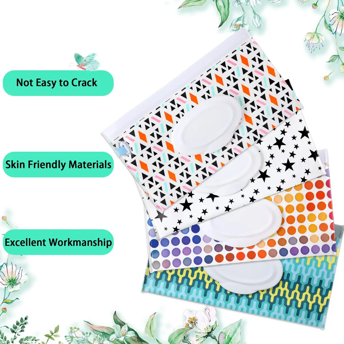 FEBSNOW 4 Pack Baby Wipe Dispenser, Portable Wet Wipe Holder Container | Reusable & Refillable for On-the-Go - view 4