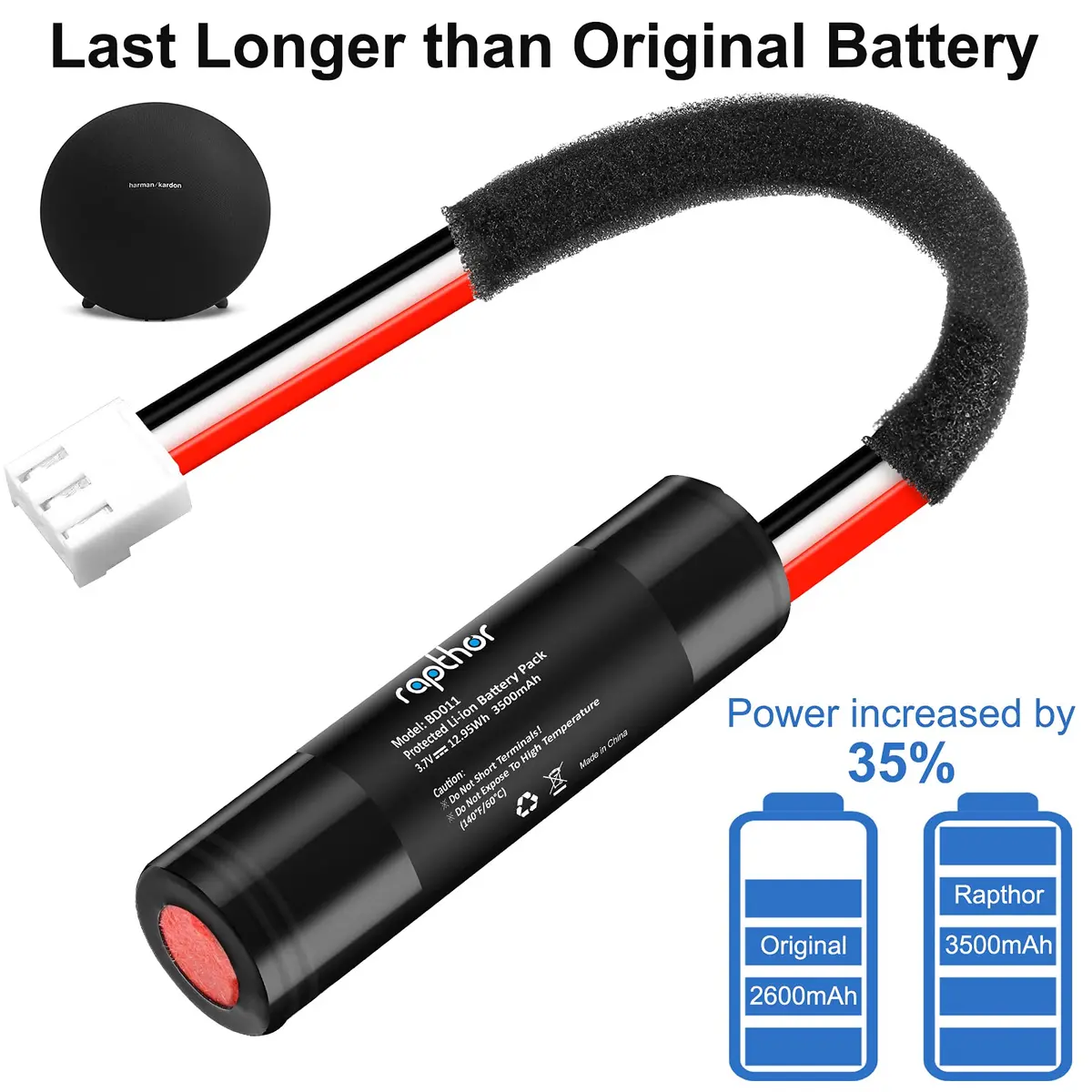 rapthor 3500mAh Replacement Lithium Battery for Harman Kardon Onyx Studio 1/2/3/4 | High Capacity, Easy Install - view 2