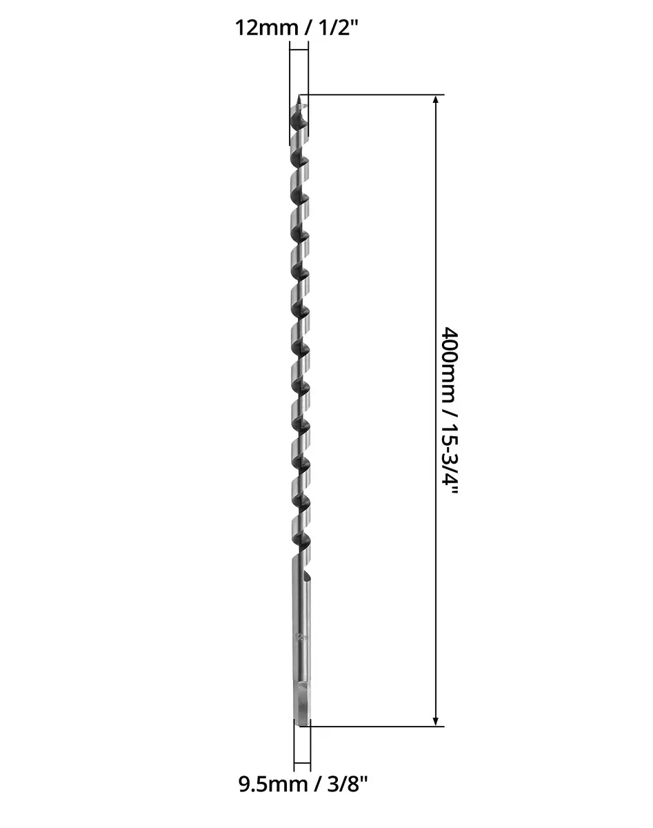 QWORK 1/2 Inch x 16 Inch Auger Drill Bit for Wood | 12.7mm (1/2") x 40.6cm (16") - view 6