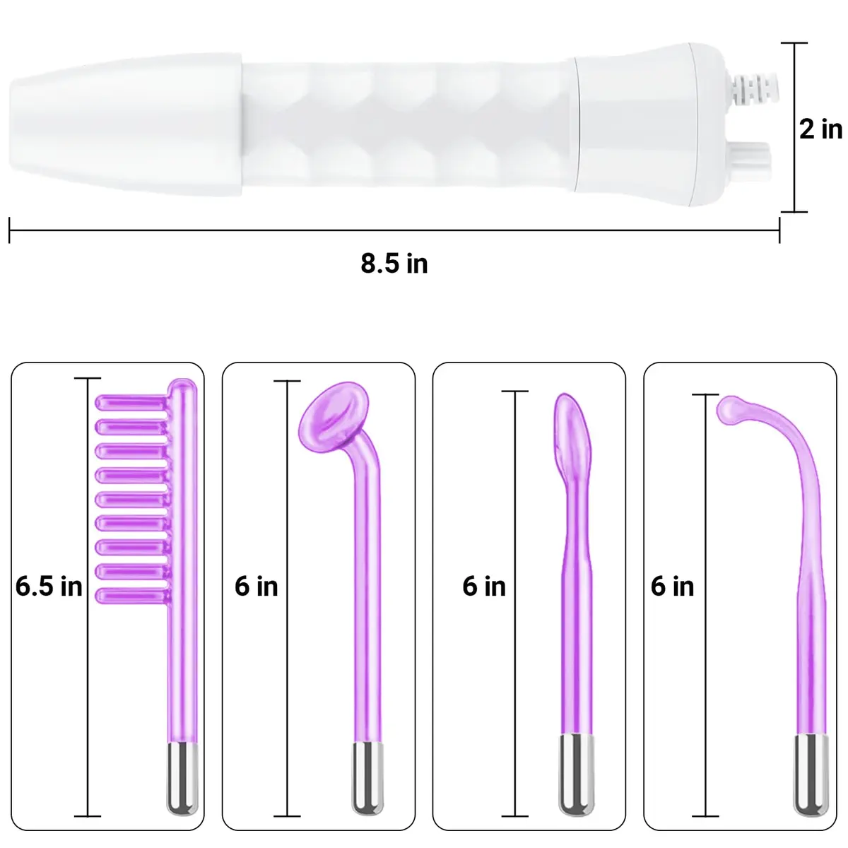 UUPAS High Frequency Facial Wand with 4 Violet Glass Electrodes | Portable Handheld Skin Therapy Device - view 2