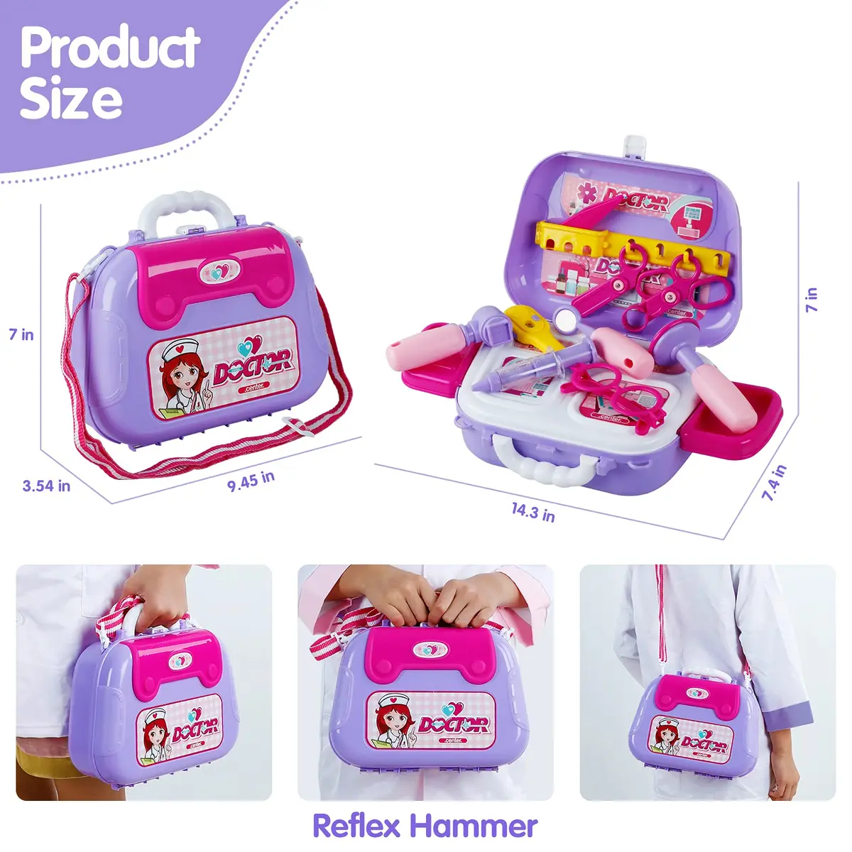 GINMIC Doctor Kit for Kids 3-7 | 22 Pieces Pretend Play Medical Set with Costume & Heartbeat Sound - view 5