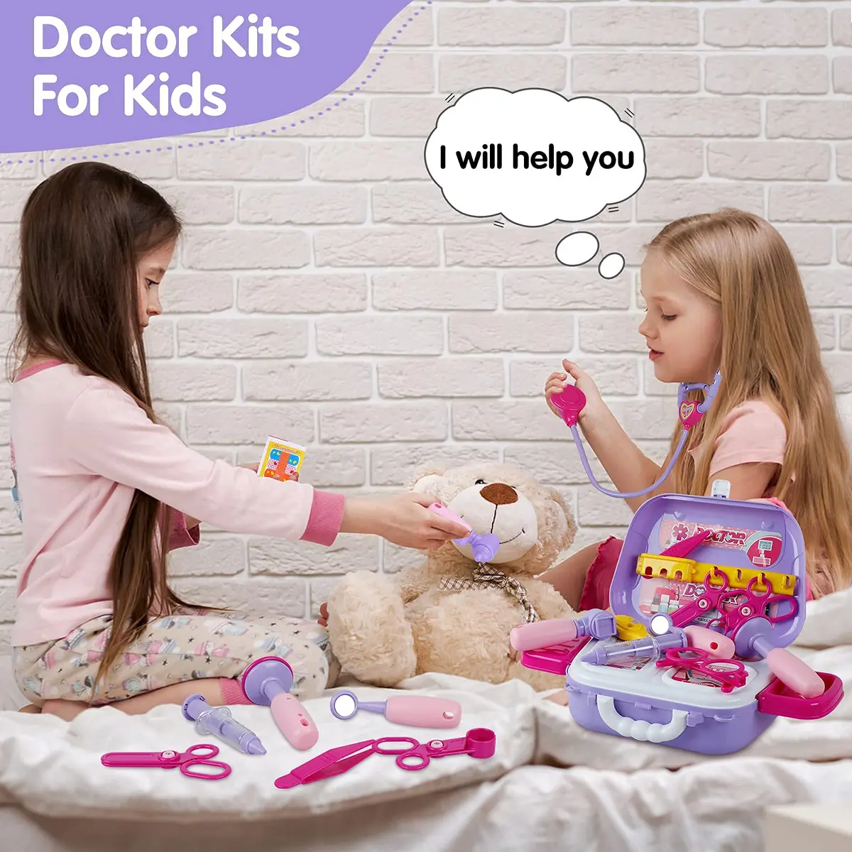 GINMIC Doctor Kit for Kids 3-7 | 22 Pieces Pretend Play Medical Set with Costume & Heartbeat Sound - view 7
