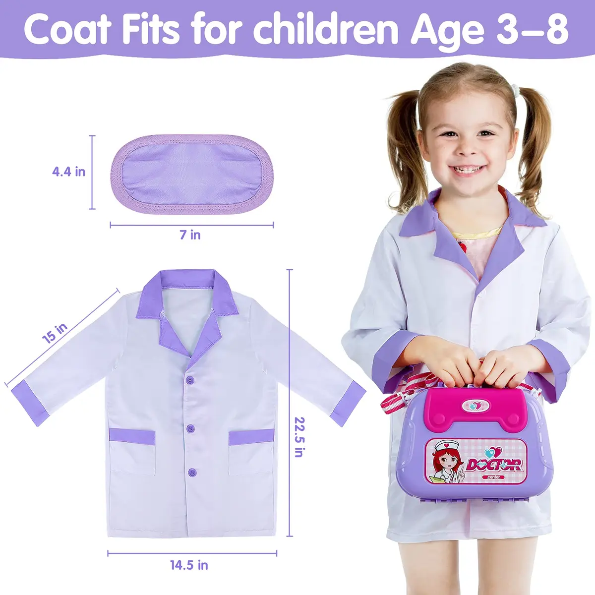GINMIC Doctor Kit for Kids 3-7 | 22 Pieces Pretend Play Medical Set with Costume & Heartbeat Sound - view 3