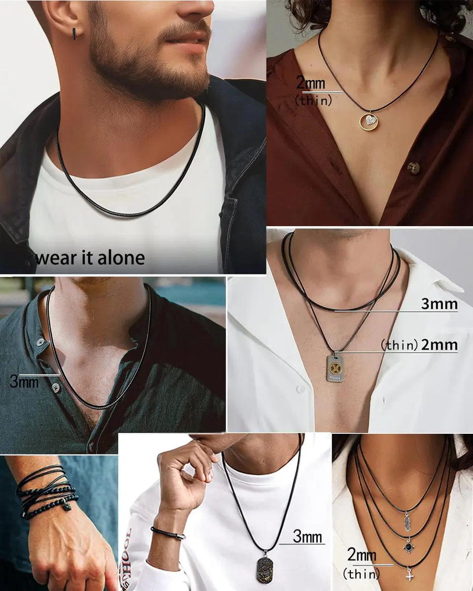 IOYYIO Waterproof Leather Necklace 16-42" | Minimalist, Durable, Waterproof - view 4