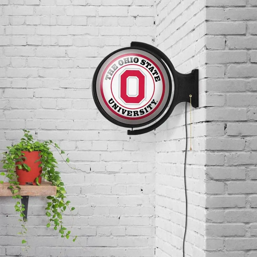 The Fan-Brand Ohio State Buckeyes Round Rotating Lighted Wall Sign 21"L x 23"W x 5"H | College Sports Decor for Fan Cave & Garage - view 5
