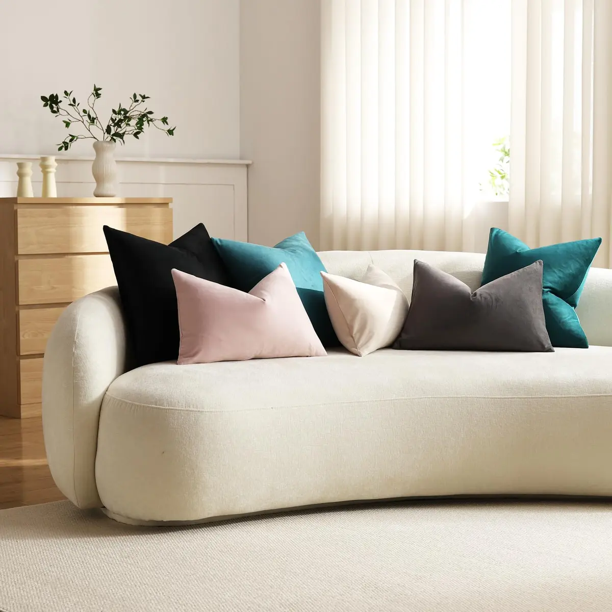 DEZENE Euro Sham Covers 26x26 in Black | Luxurious Velvet Square Pillow Cases (26x26 inches) - view 7