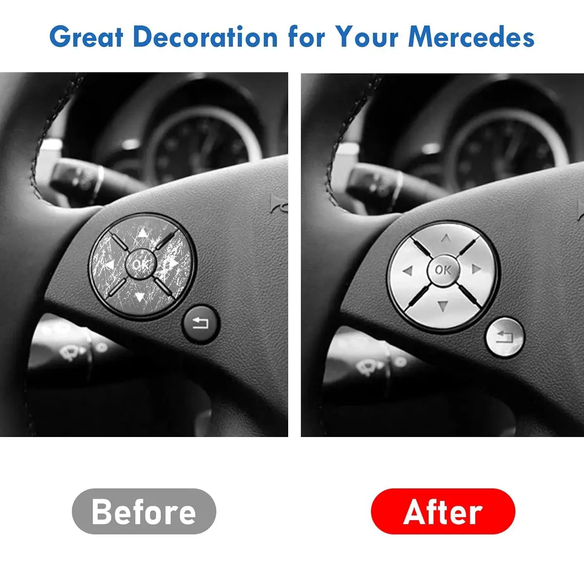 Moonlinks Steering Wheel Button Stickers for Mercedes C-Class W204 E-Class S-Class W221 GLK-Class X204 (12-Pack) - view 2
