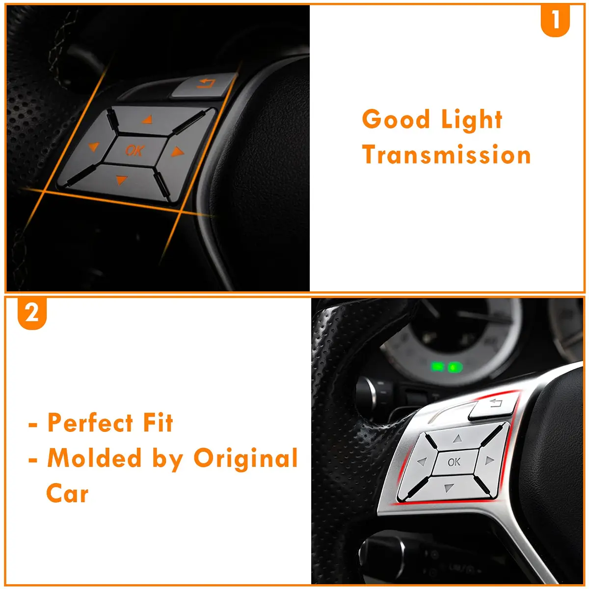 Moonlinks Chrome Square Steering Wheel Button Covers 12-Pack | Interior Trim for Mercedes A B C E G SL GL GLA CLA GLK SLK CLS Class - view 4