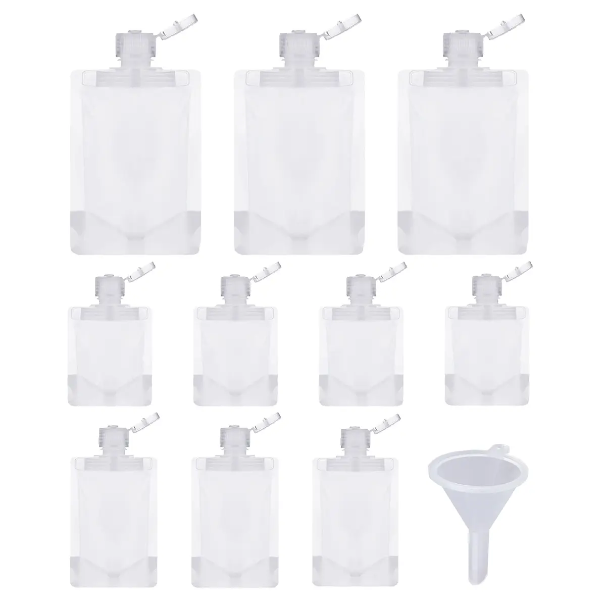CKLJTL Portable Travel Fluid Makeup Packing Bag 10 Pcs (30ml, 50ml, 100ml) | Refillable Cosmetic Pouch Set - main product image