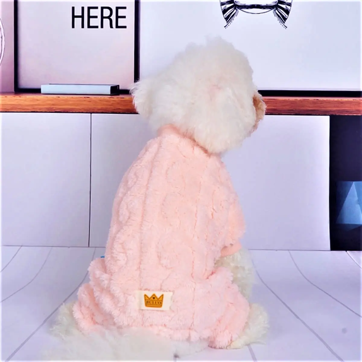 Loyanyy Plush Dog Pajamas for Cold Weather | Soft & Warm Pet Jumpsuit in Pink, X-Large - view 6