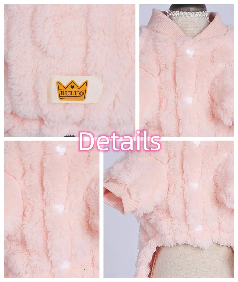 Loyanyy Plush Dog Pajamas for Cold Weather | Soft & Warm Pet Jumpsuit in Pink, X-Large - view 7
