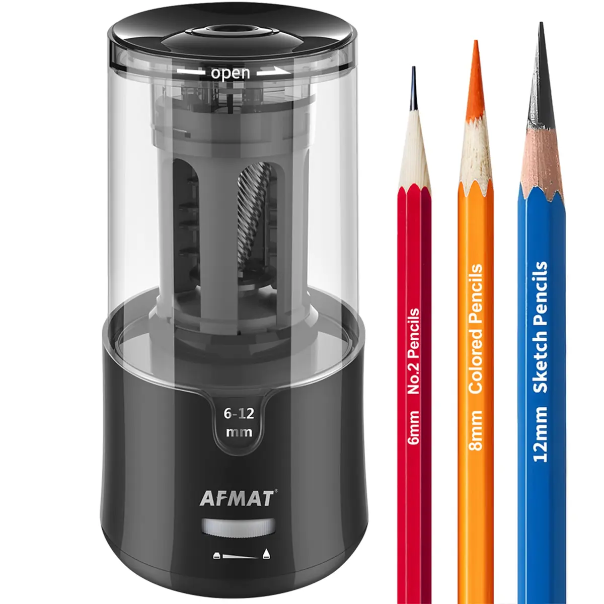 AFMAT PSA6 Electric Long Point Pencil Sharpener for Artist, Fast Sharpen & Auto Stop, 8-17mm Super Long Point, Professional Artist Plug-in for φ6-12mm Pencils - main product image